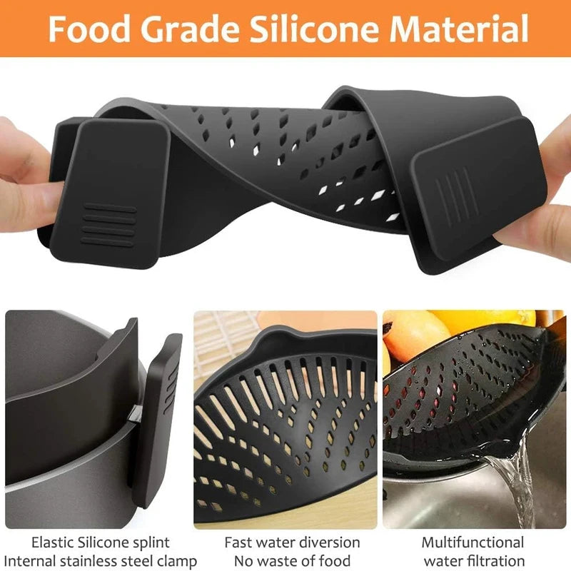 Clip on Pot Silicone Strainer